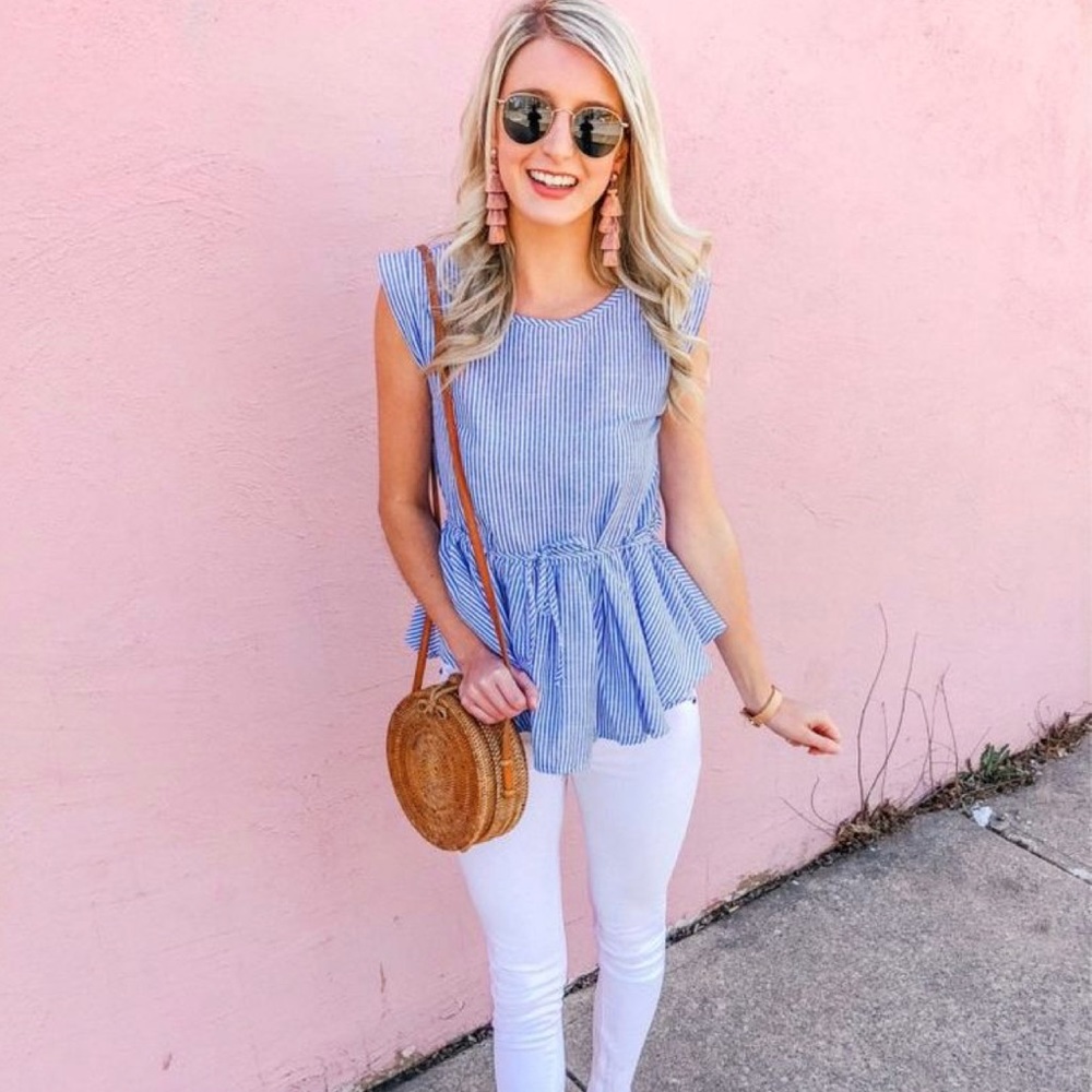 Blue sleeveless‎ Peplum top - Picture 5 of 5